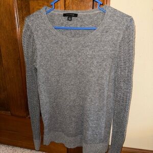 Ann Taylor Womans Sweater Top Gray Medium Wool Blend Long Sleeve Pullover
